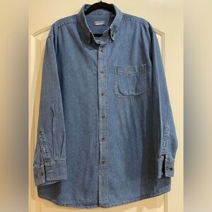 Men's Blue Denim Casual Button Down Shirt